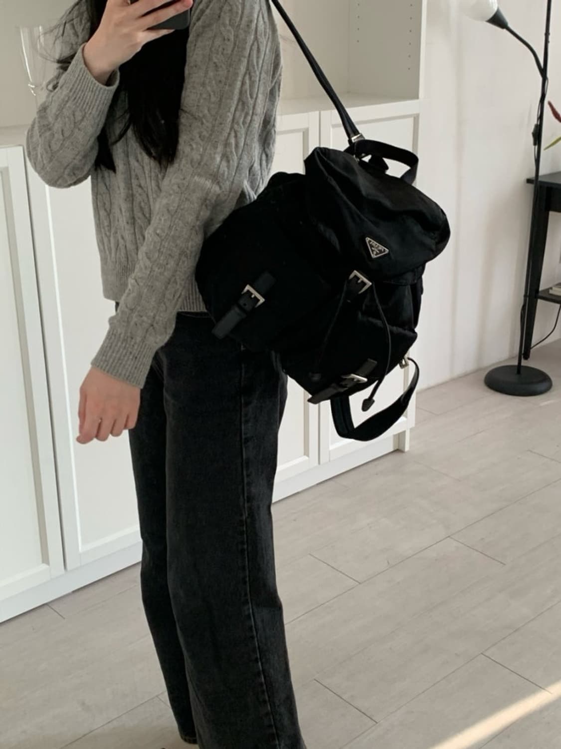 프라다 리나일론 백팩 (m) 블랙 -정품 상품이미지10