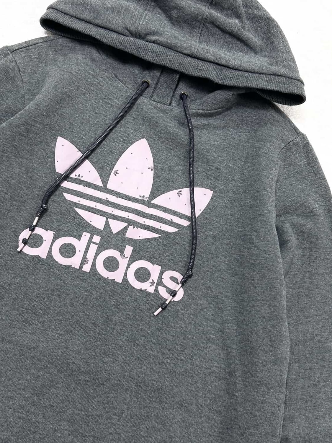 아디다스 연보라로고 그레이 롱 후드 상품이미지5