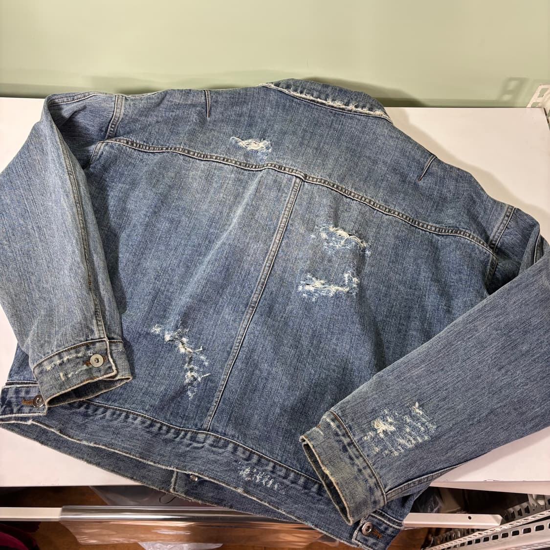 95-100 더블아드레날린신드롬 데미지 디스 데님자켓 상품이미지3