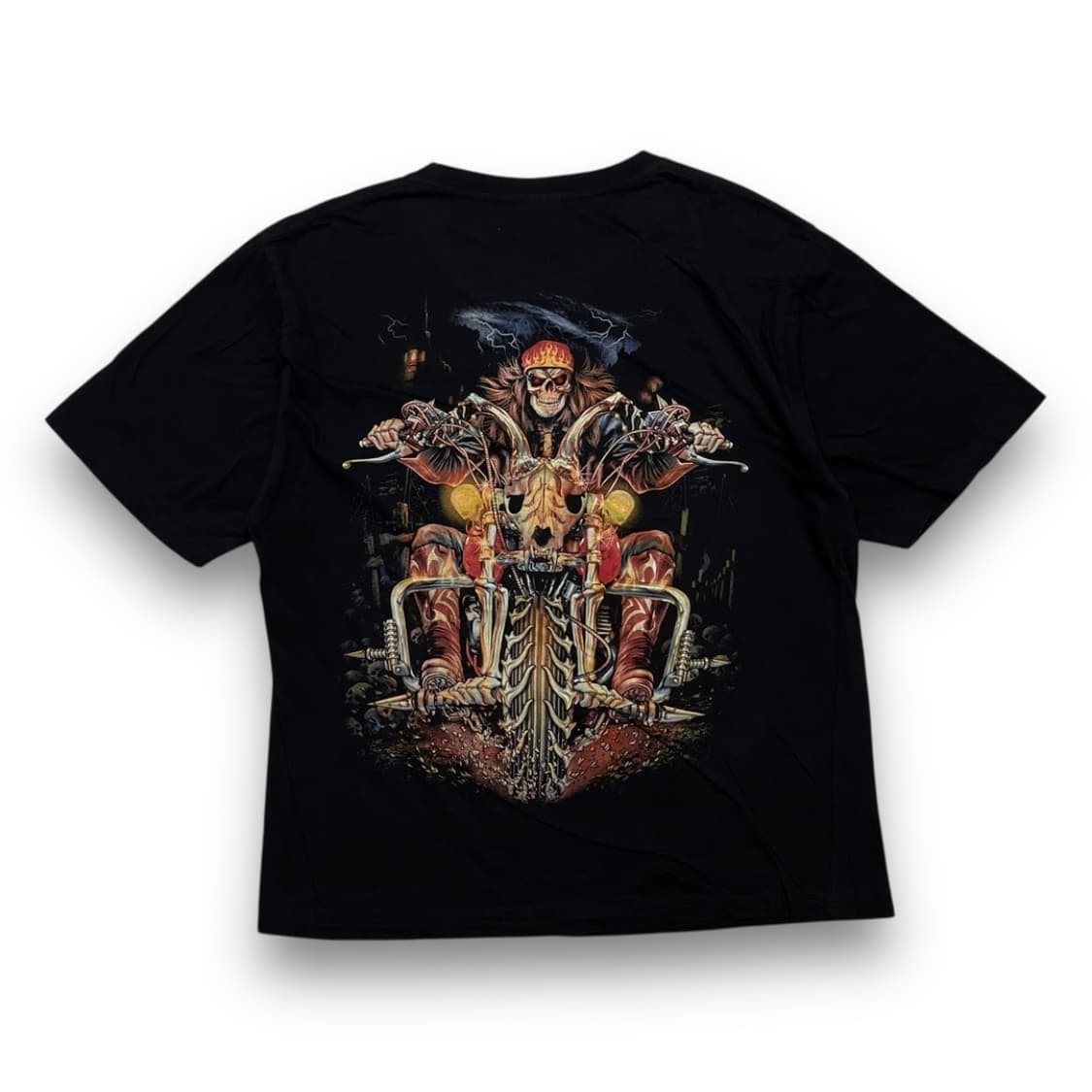 펑크 메탈 헤븐 스컬 라이더 바이커 아트 반팔 티셔츠 상품이미지3