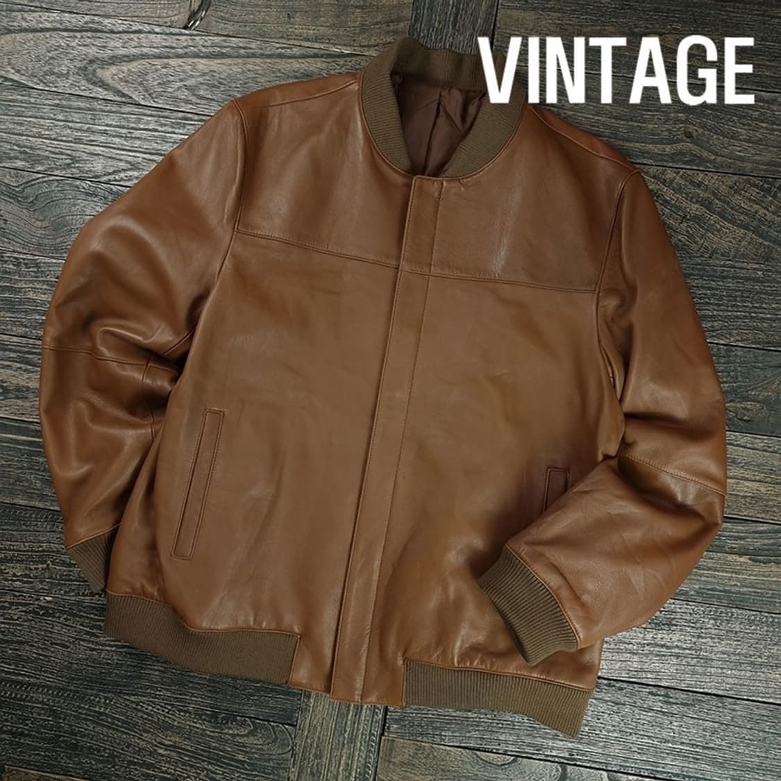 [빈티지] 리얼 쉽스킨 양가죽 블루종 레더 자켓 브라운 M19403 상품이미지1