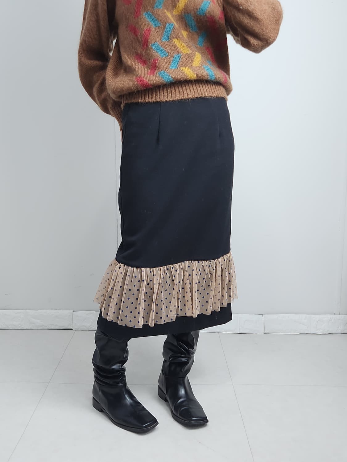 도트 샤 스커트 상품이미지3