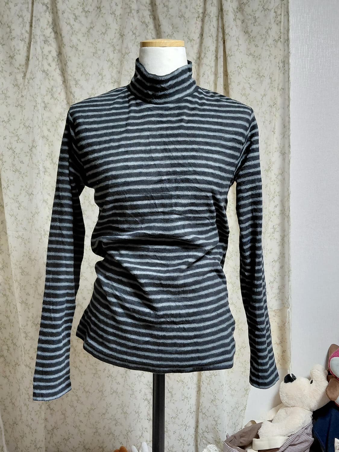 [일본빈티지] 너드모리 줄무늬 목폴라 긴팔 티셔츠 상품이미지1