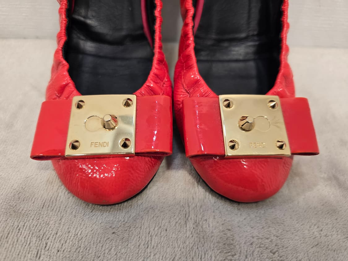 펜디 Fendi 레드 에나멜 플랫슈즈 36(230) 상품이미지5