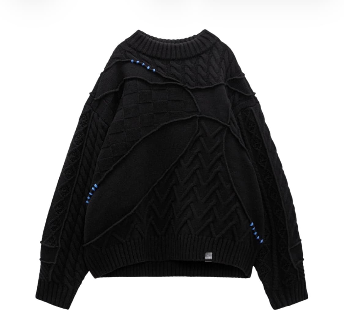 자라 X 아더에러 패치워크 오버사이즈 니트 블랙 S-M 상품이미지1