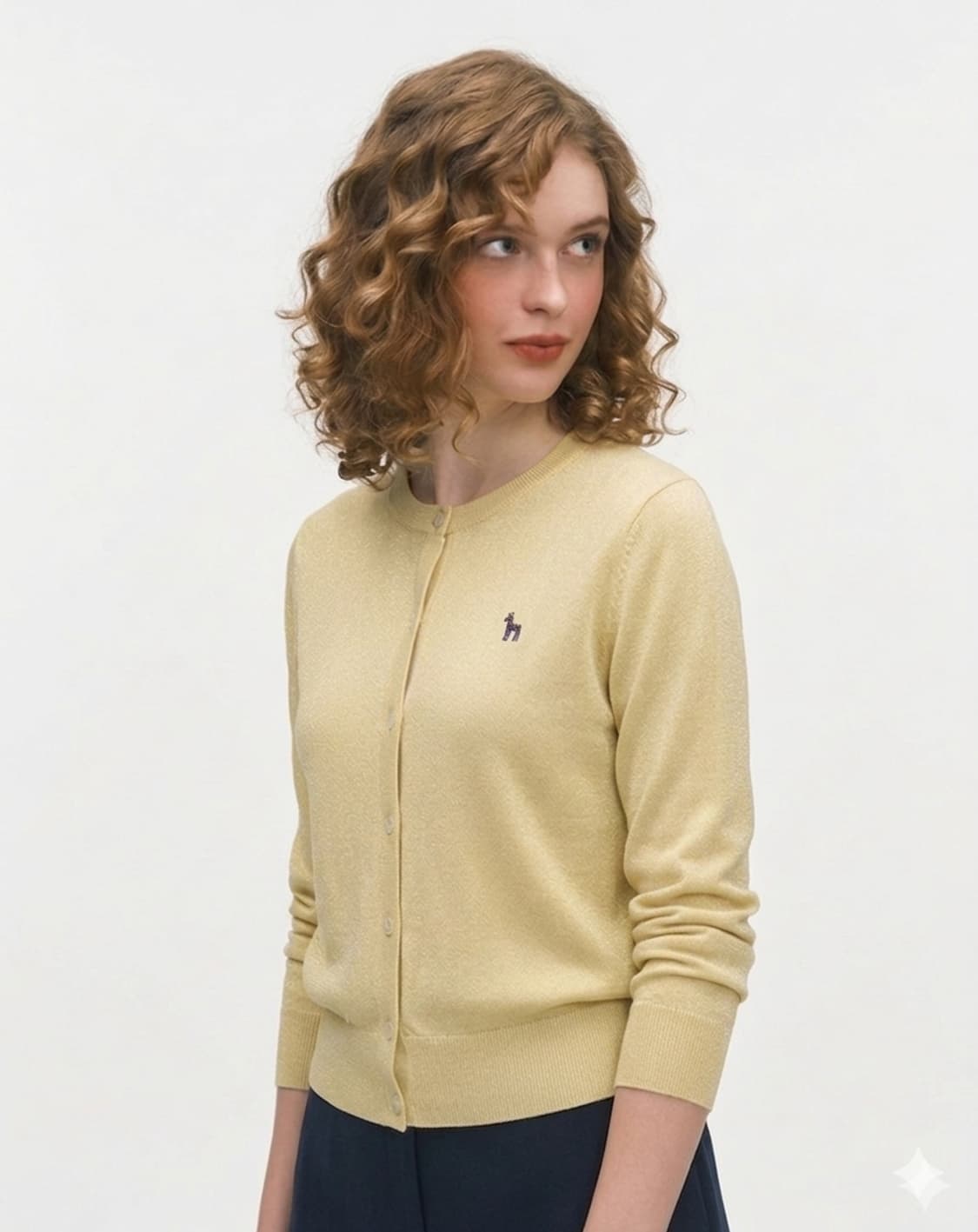 🌼봄가디건 | 헤지스 여성 퍼피자수 옐로우 가디건 55~66 | 화사핏 상품이미지1