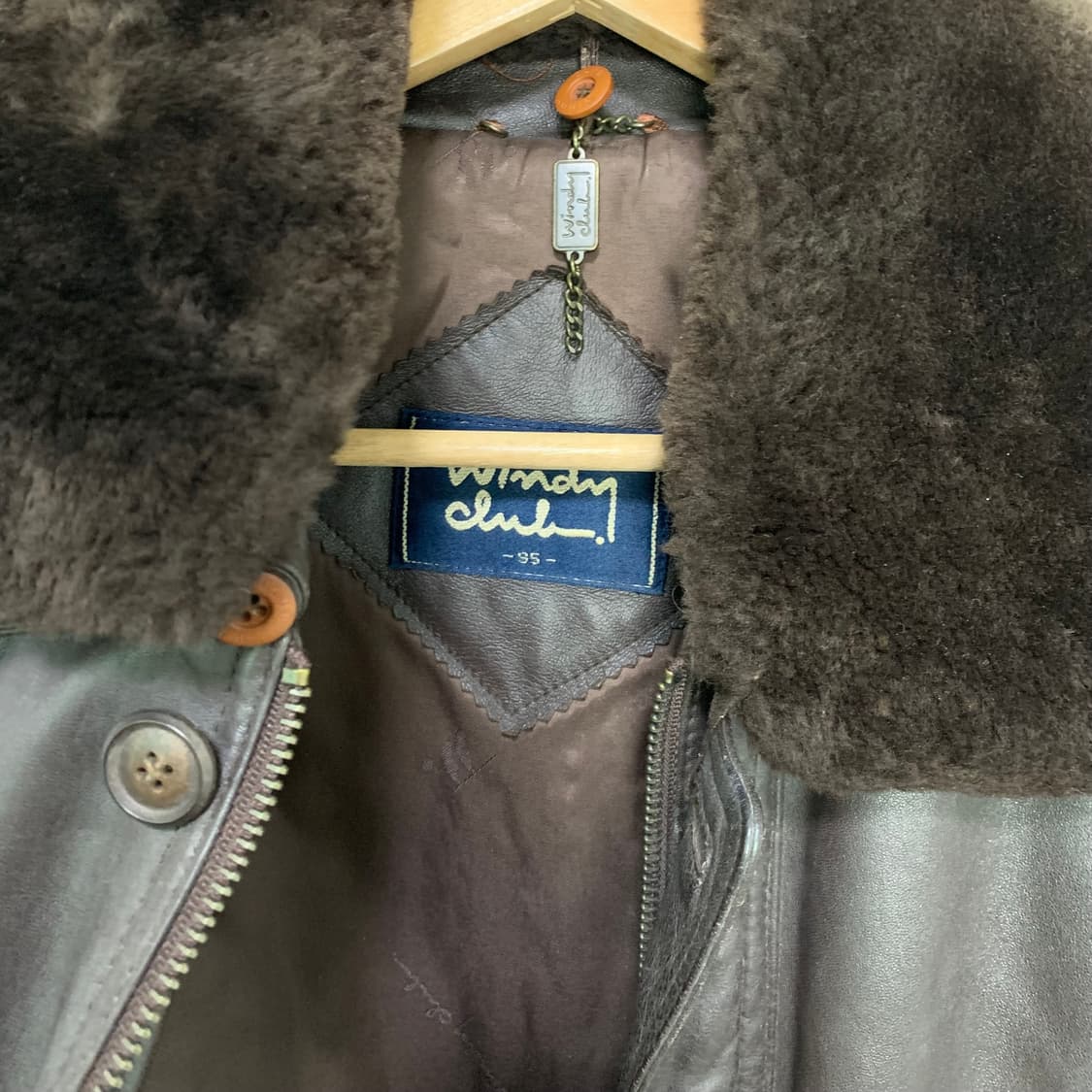 빈티지 쉽스킨 브라운 양가죽 쉐르파 리얼 레더 봄버자켓 무스탕 95사이즈 상품이미지8