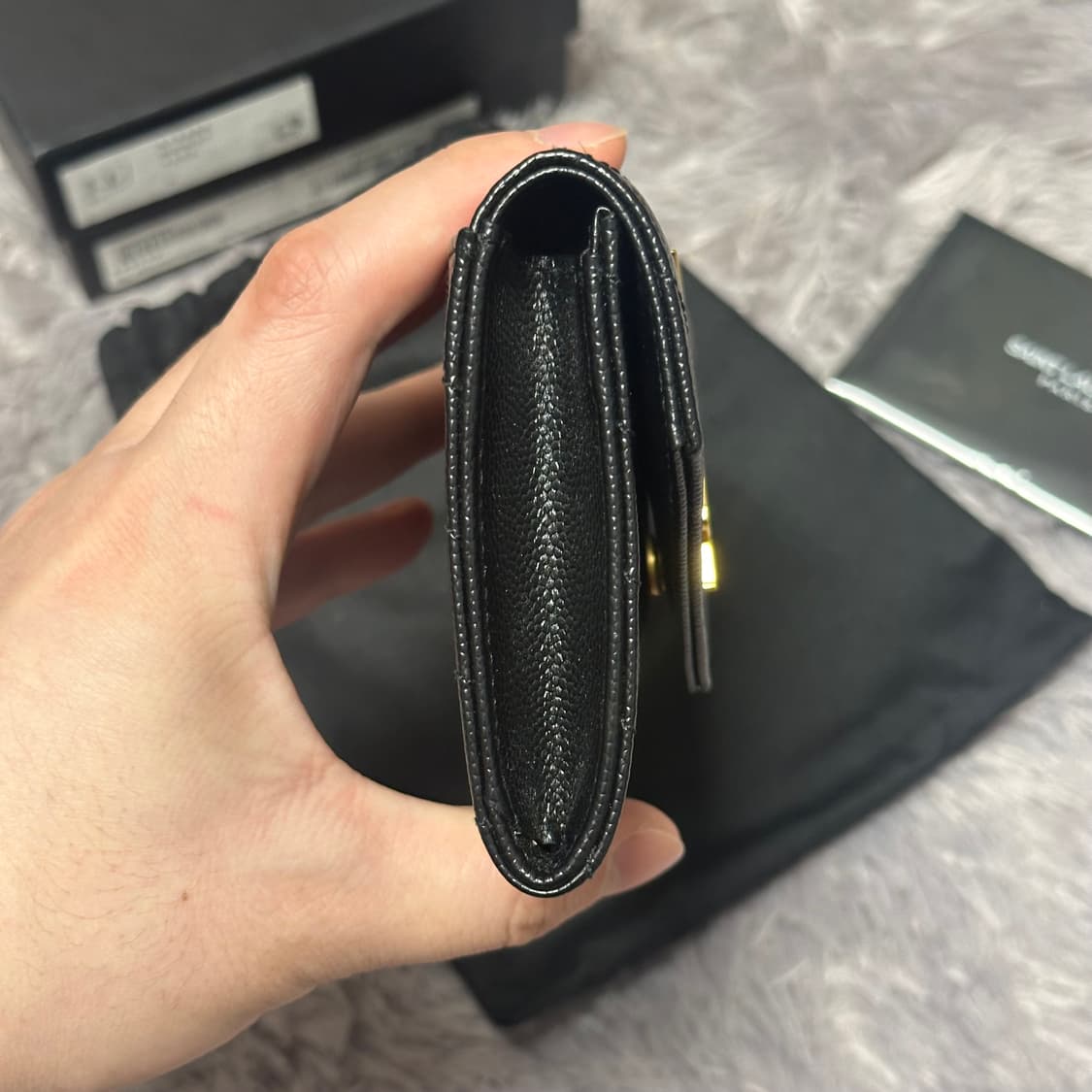 [풀구성] 입생로랑 마틀라세 엔벨로프 중지갑 블랙 상품이미지5