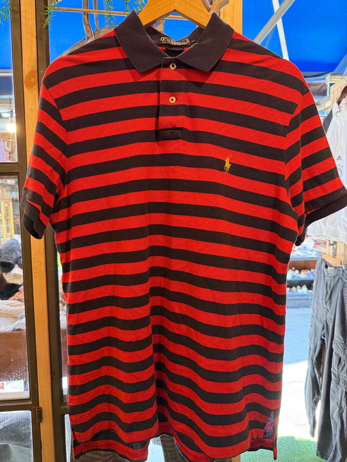 폴로 랄프로렌 옐로우포니 레드 스트라이프 반팔 카라티 상품이미지1