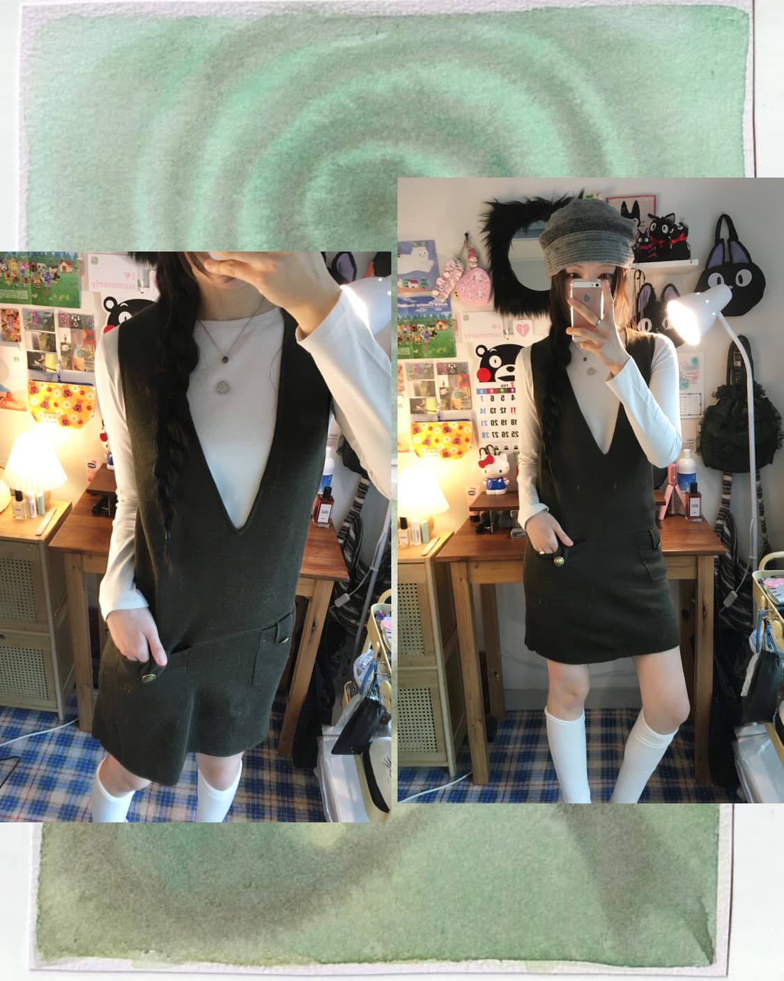 VINTAGE KNIT MINI DRESS BROWN 상품이미지1