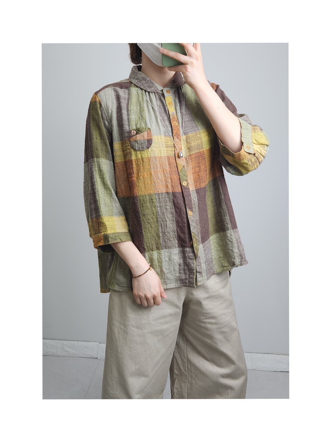 내추럴 체크 블라우스 상품이미지1