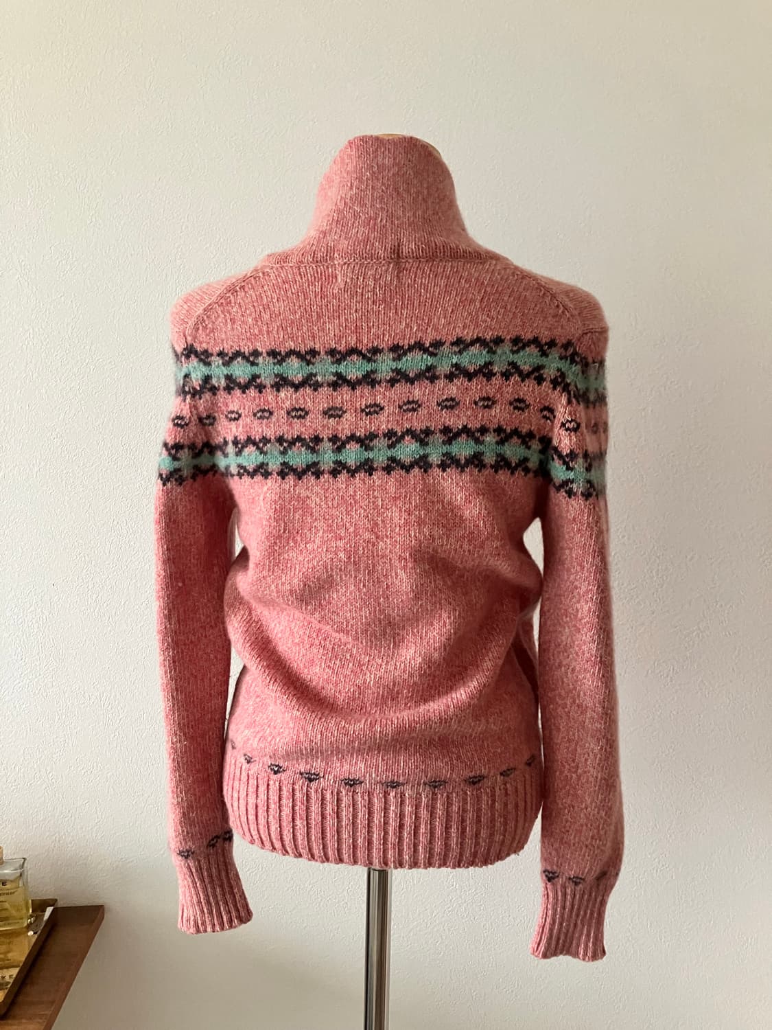 90s Wool Rich 울리치 여성 숄칼라 핑크 스웨터 상품이미지4