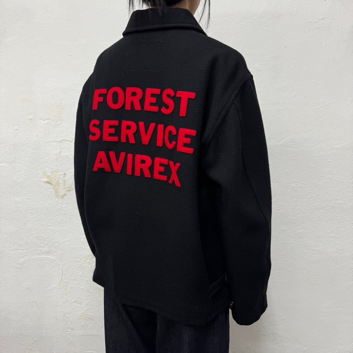 아비렉스(AVIREX) 블랙 포레스트 서비스 패치로고 울 블루종 자켓 M 상품이미지2