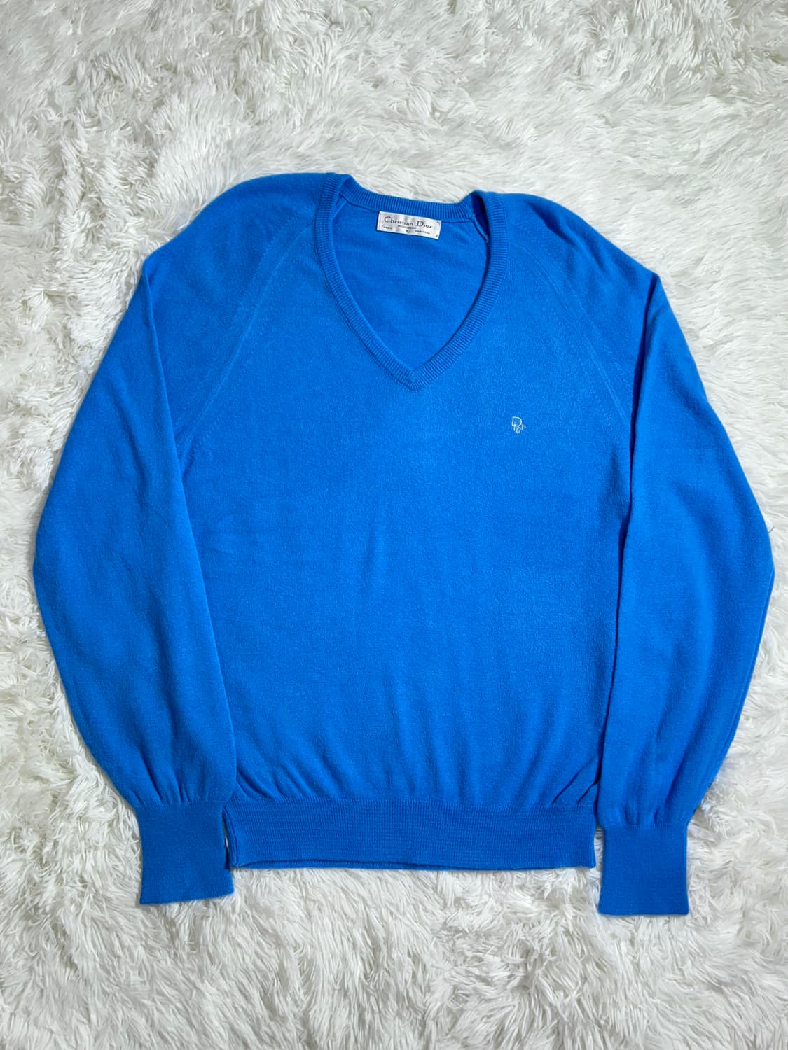 크리스찬디올 90‘s 베이비블루 오버핏 브이넥 니트  상품이미지3