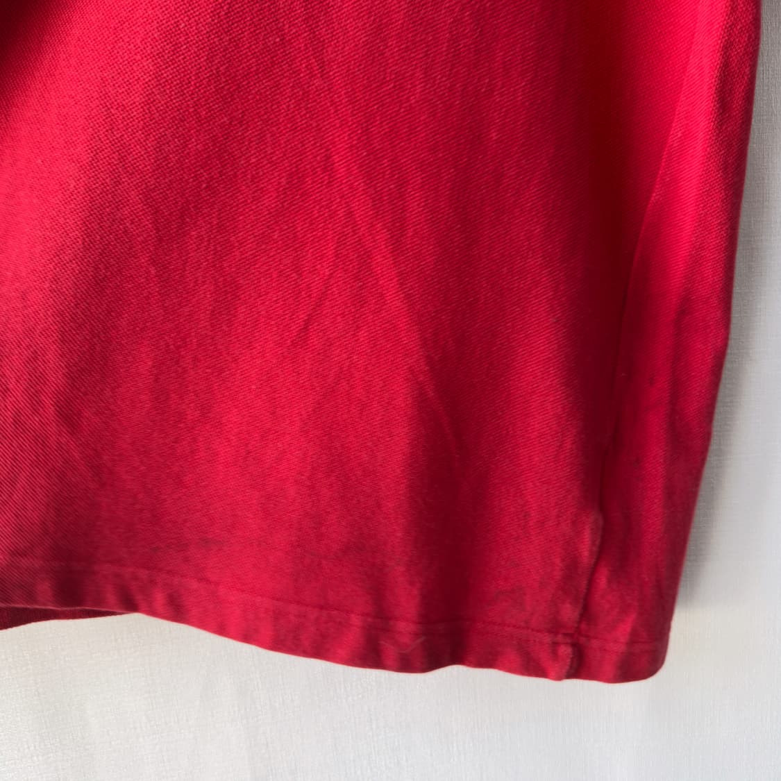 올드 버버리 골드 크레스트 자수 반팔 카라티 레드 L 상품이미지6