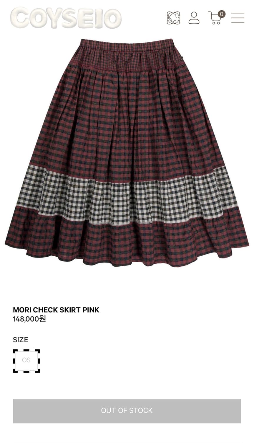 (배송비 포함) 코이세이오 모리 체크 스커트 핑크 상품이미지1