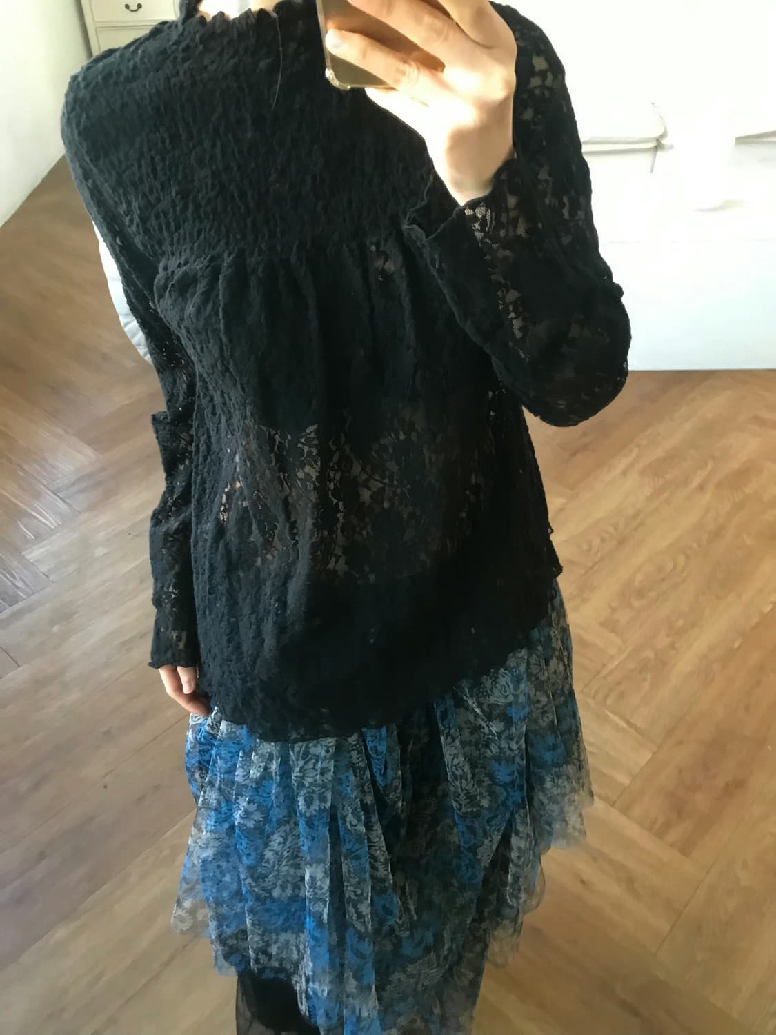 vintage black lace top 상품이미지3