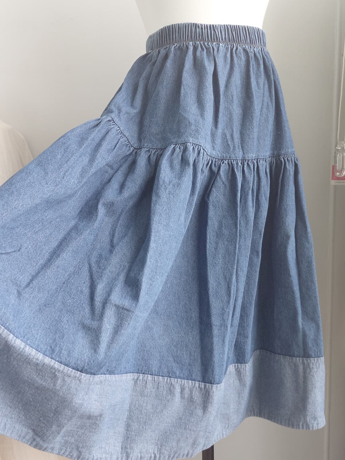 [빈티지] 청 데님 캉캉 미디 스커트 상품이미지1