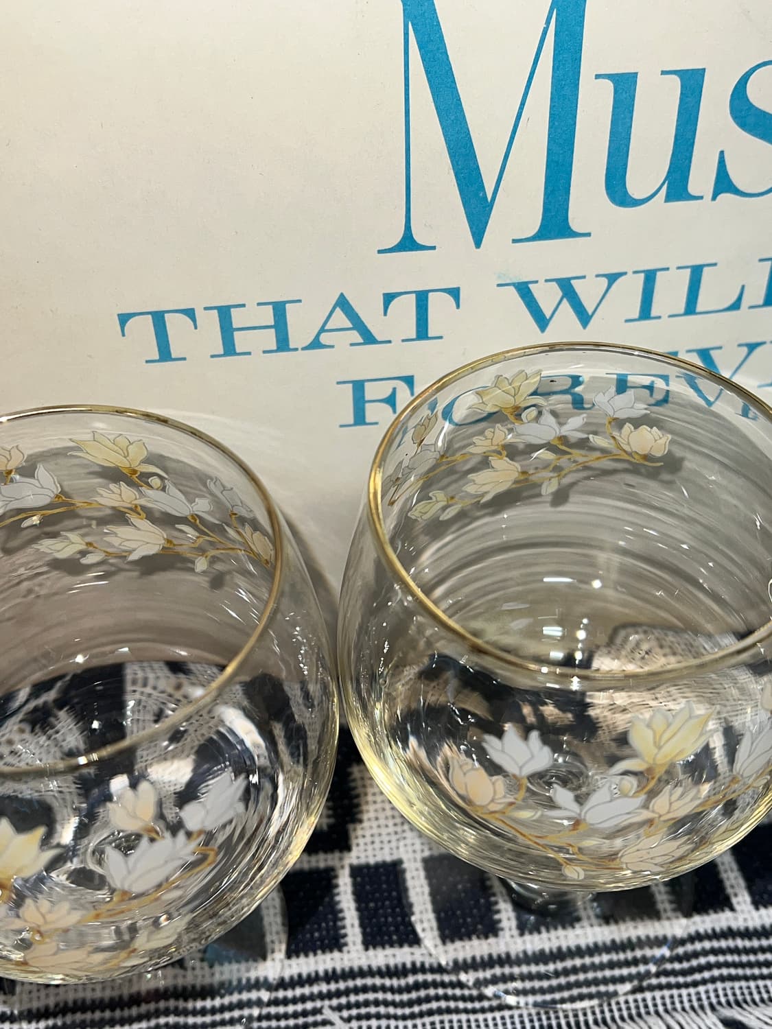 80s Korean VTG Floral Stem Glass 상품이미지5