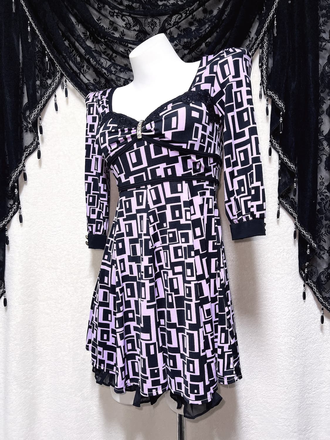 세실맥비 히메갸루 오네 아게하 큐빅 패턴 원피스 핀터 헤이세이 시부야 상품이미지4