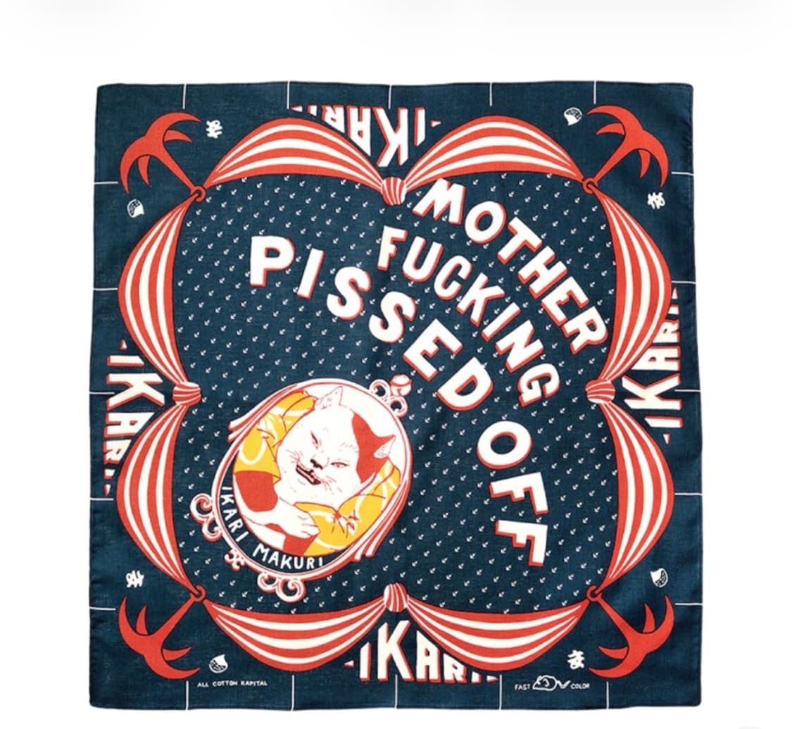 [OS] 캐피탈 컬러드 반다나 앵그리 캣 네이비 상품이미지1