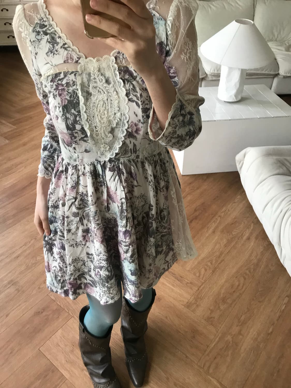 vintage pattern lace one-piece 상품이미지7