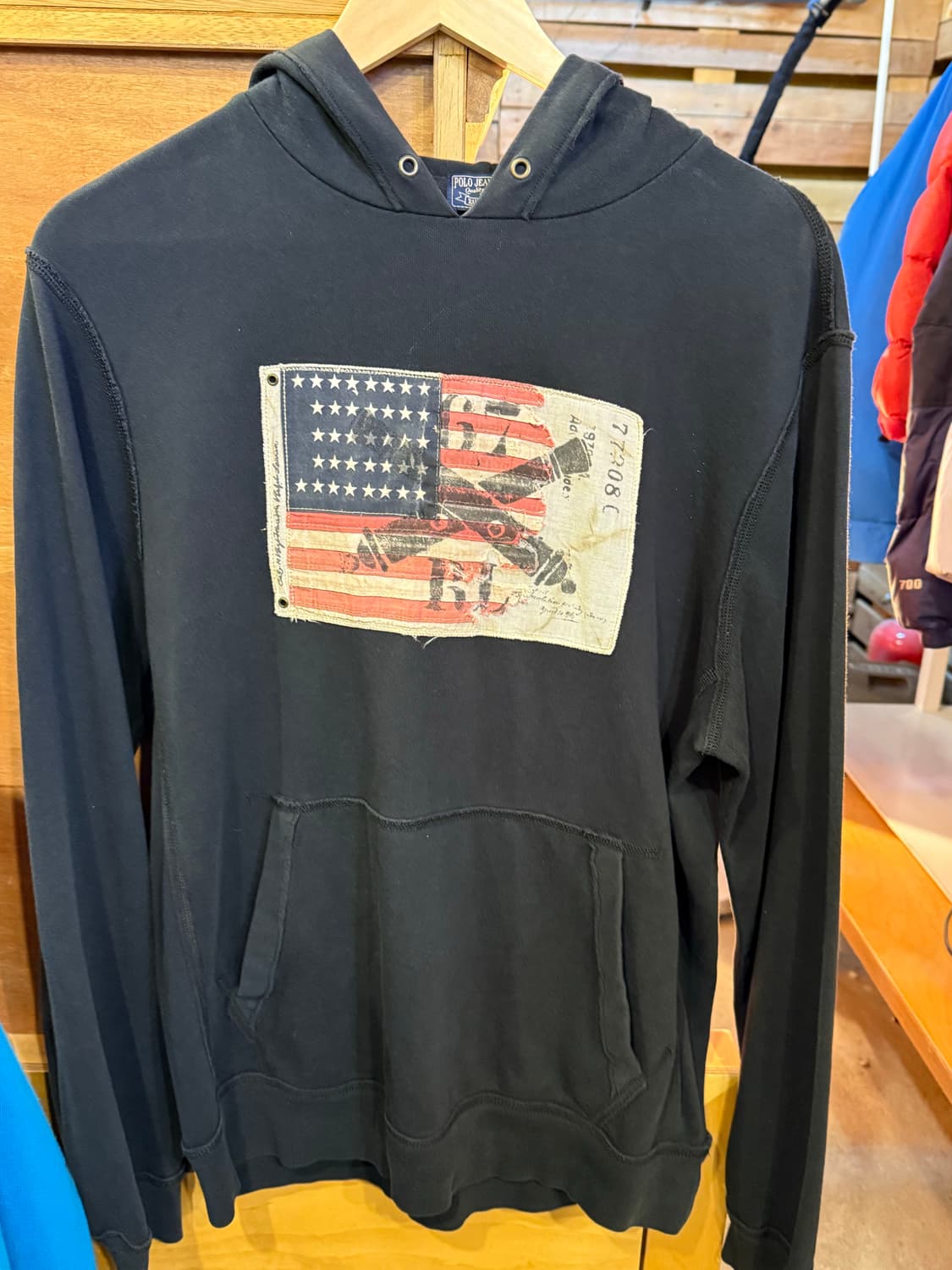 폴로진스 성조기 블랙 후드티 상품이미지1