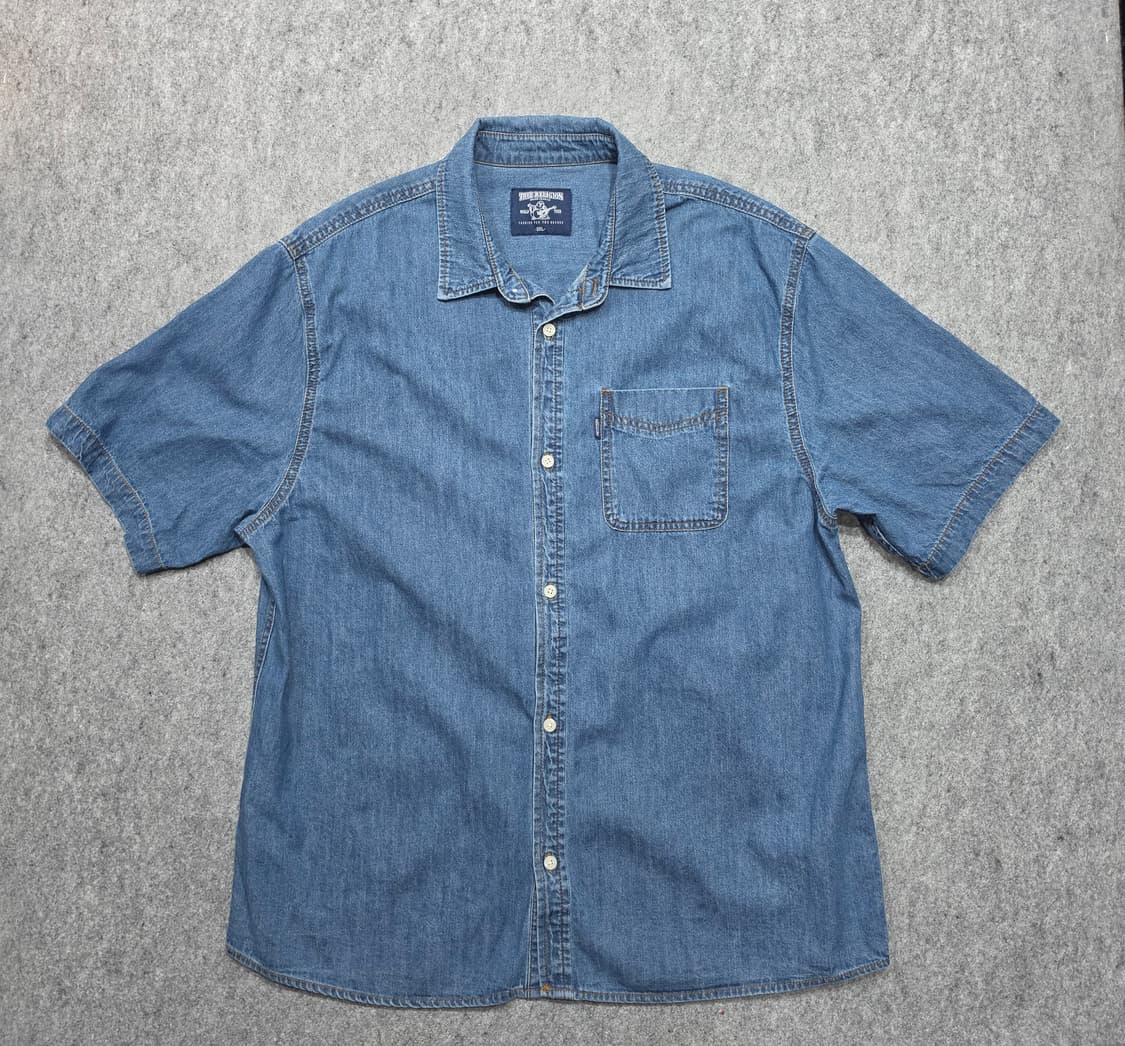트루릴리젼 샴브레이 워크셔츠 데님 반팔셔츠 2XL 상품이미지1