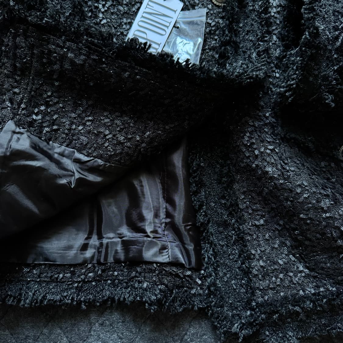 카키포인트 오버핏 엔티크 앤티크 블랙 롱 트위드 자켓 상품이미지7