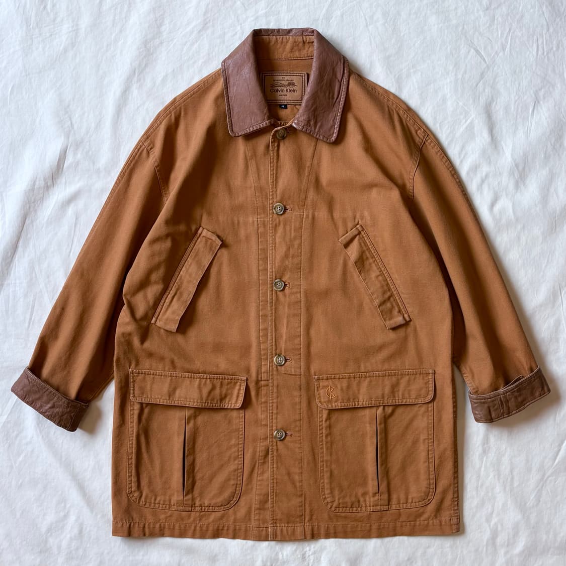 [M/97] 90s cK 캘빈클라인 레더 칼라 필드 자켓 상품이미지1