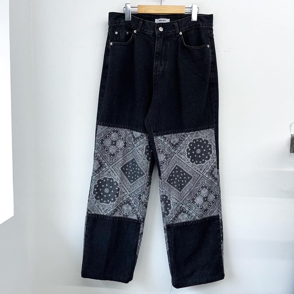 뮤즈 반다나 패치 워크 흑청 데님 팬츠 상품이미지3