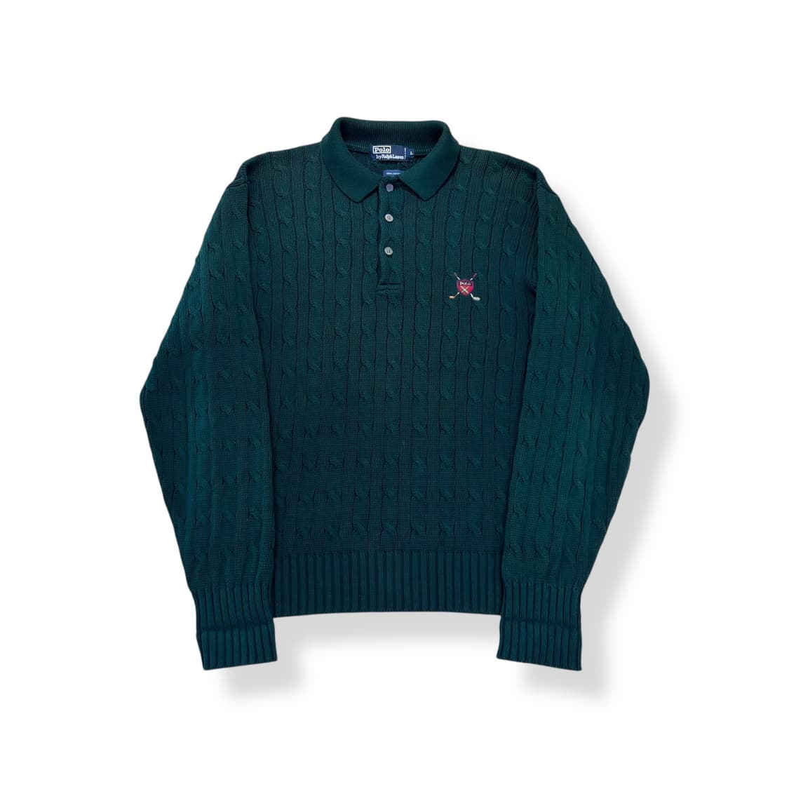 100 폴로 랄프로렌 방패로고 꽈배기 카라 니트 상품이미지1