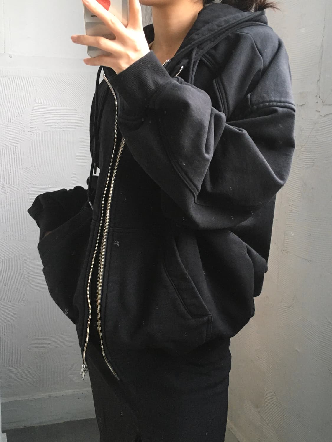 Juun.J 준지 25FW 블랙 더블 레이어드 후드 집업 상품이미지2