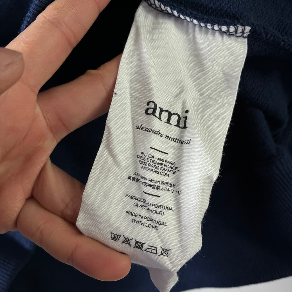 Ami  아미 스몰하트 로고 네이비 후드티  상품이미지6