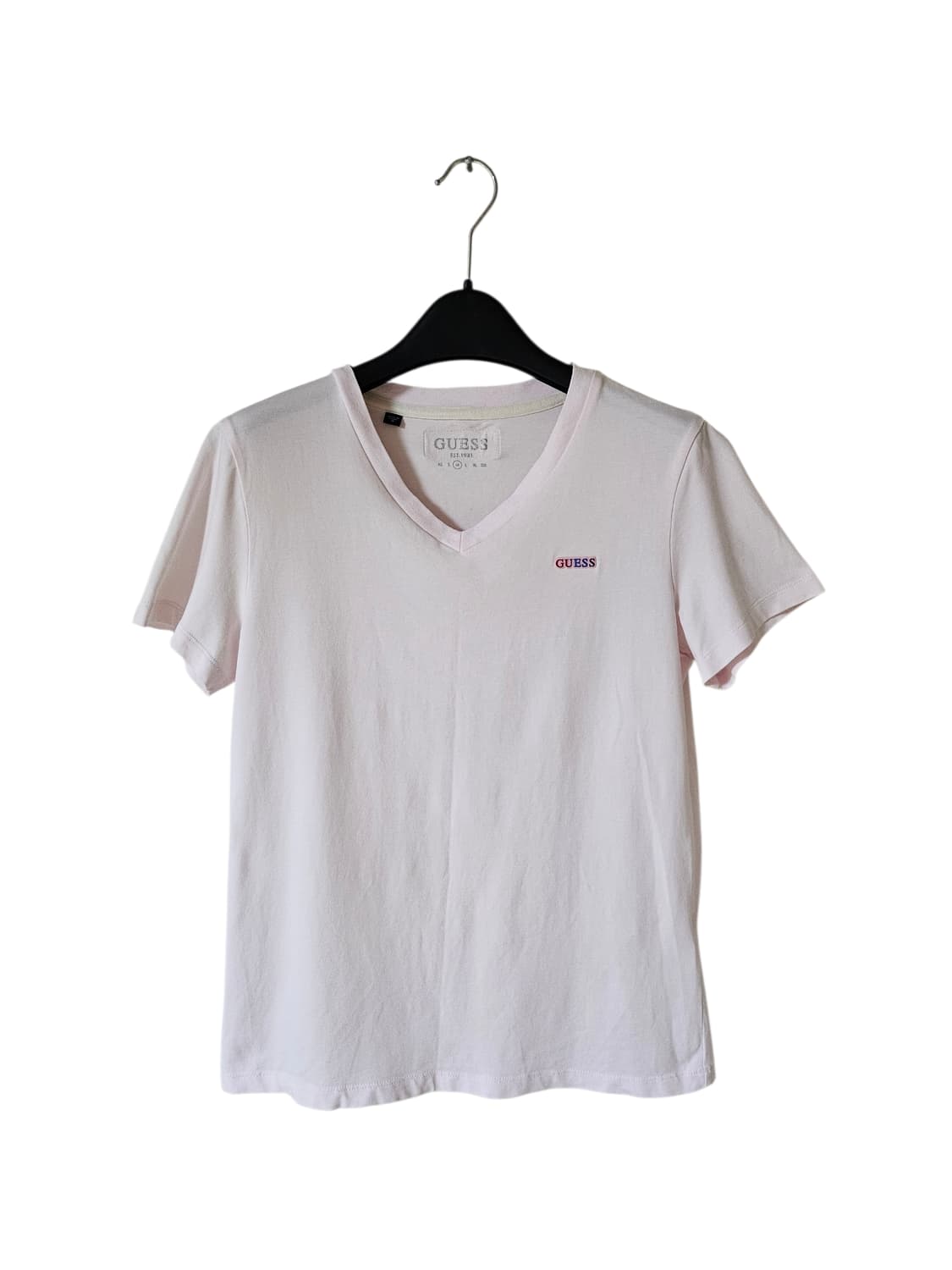 봄기본템 | 게스 브이넥 슬림핏 반팔티 M(95) | 여리핏 라이트핑크 상품이미지3