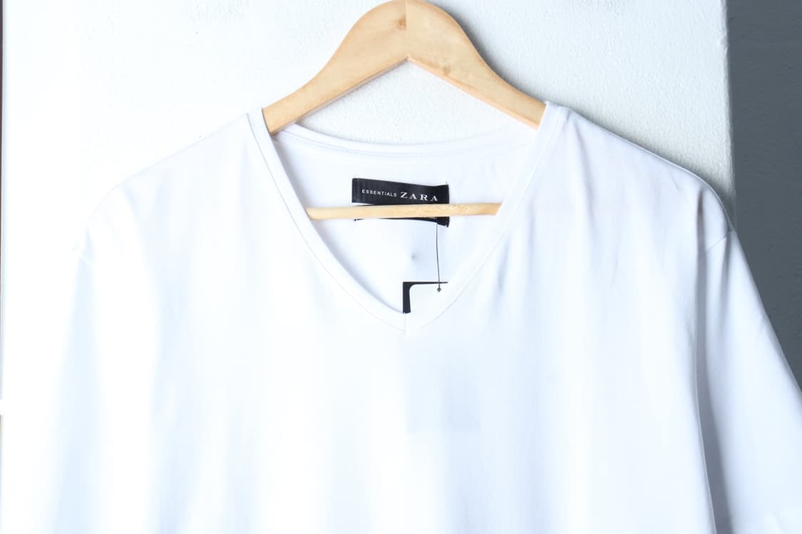 (XL) 자라 반팔 티셔츠 새상품 브이넥 무지 화이트-H33172 상품이미지3