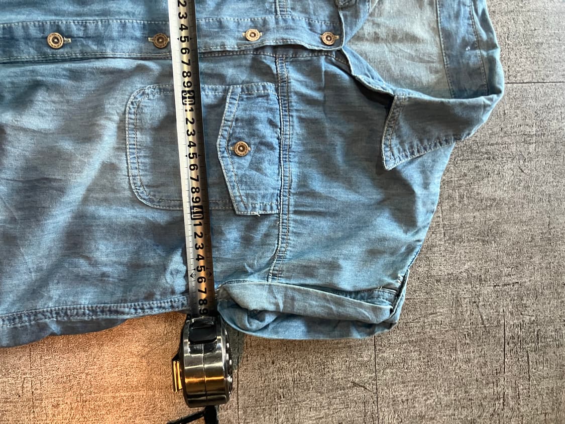 일본빈티지 핀터깔y2k 올드스쿨스트릿 투포켓 웨스턴 데님반팔셔츠 상품이미지2