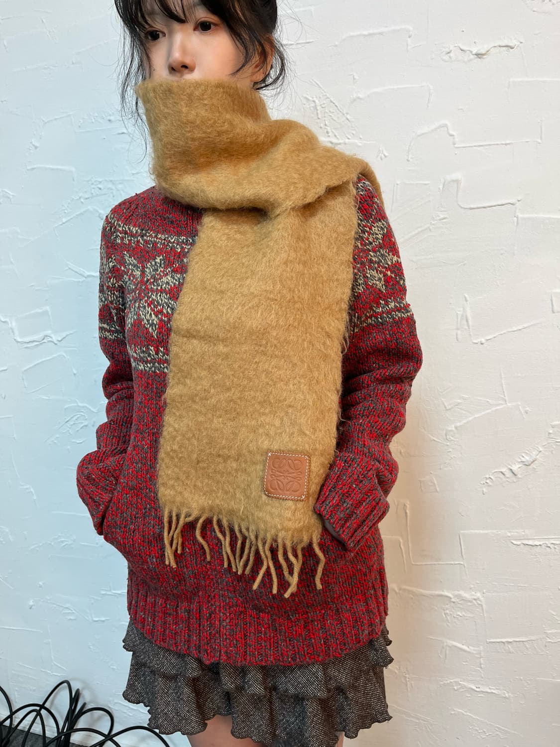 로에베 모헤어 카멜 머플러 상품이미지1