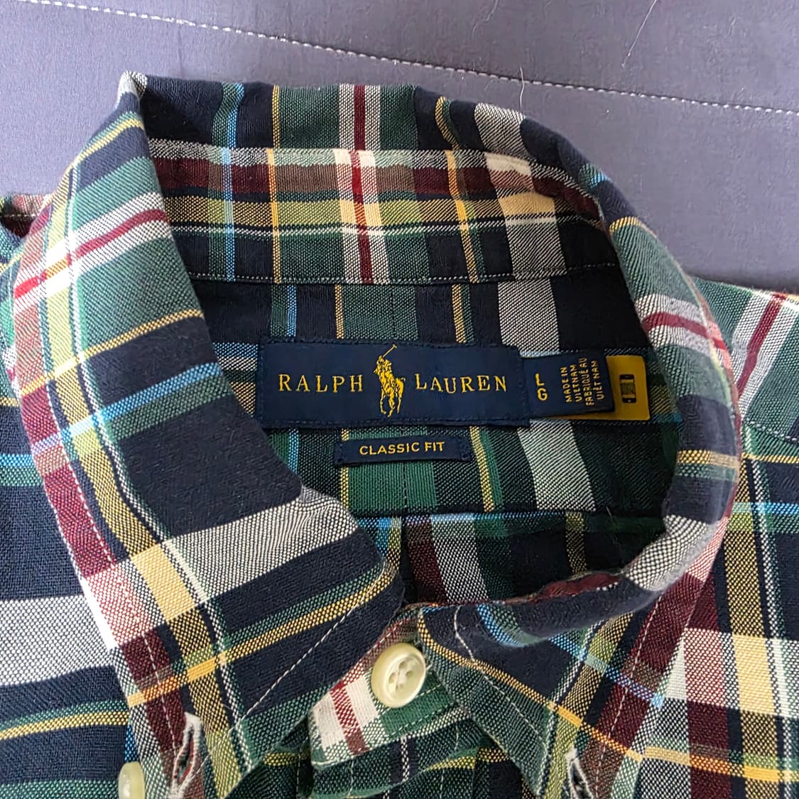 폴로 랄프로렌 코튼 셔츠 그린 체크 L 상품이미지2