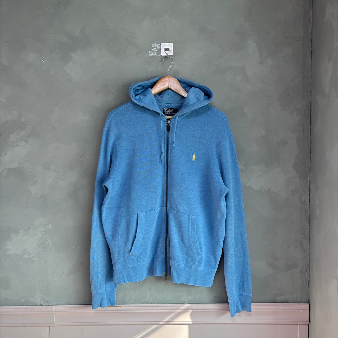폴로 랄프로렌 코튼 니트 후드집업 스카이블루 상품이미지1