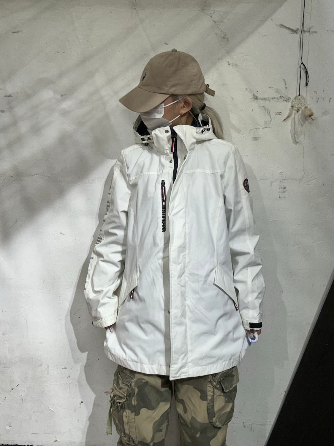 타미 힐피거 화이트 사이드 라인 바람막이 오버핏 트랙 자켓 M 상품이미지2