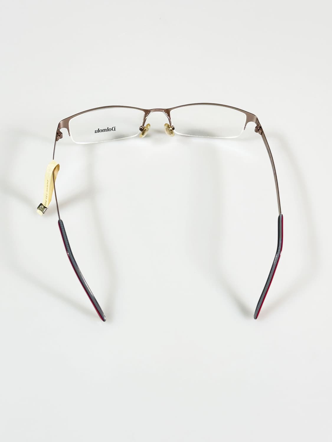 DOMOLU 레드 실버 메탈 반무테 스퀘어 빈티지 안경 상품이미지5