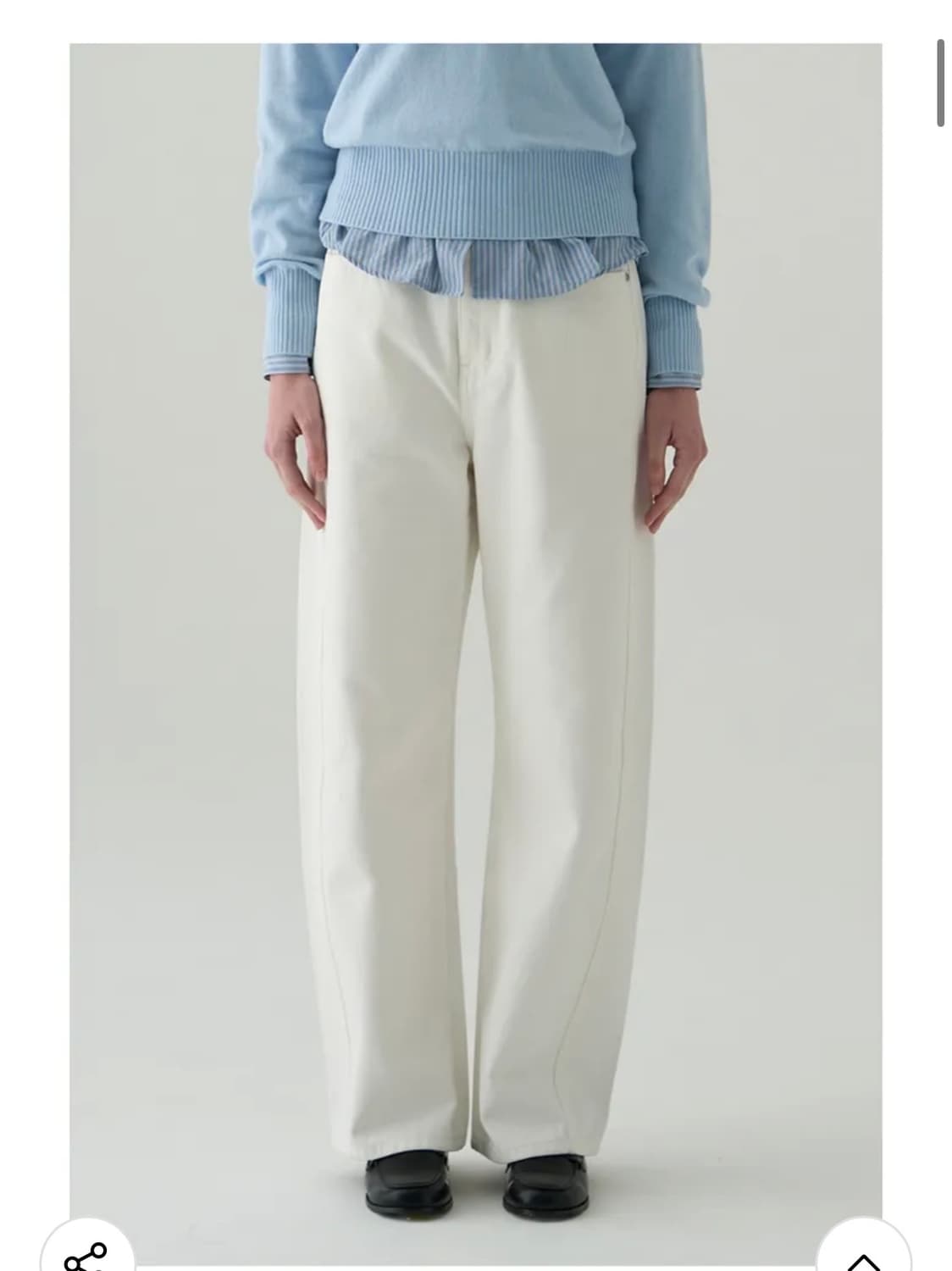 (새상품)(S) 드로우핏 우먼 커브드 와이드 핏 데님 팬츠 WHITE 상품이미지4