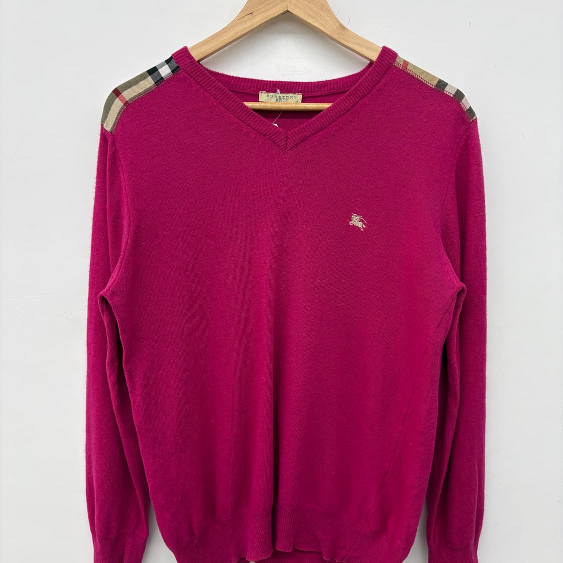 버버리 브이넥 니트 핑크색 여/M 상품이미지2