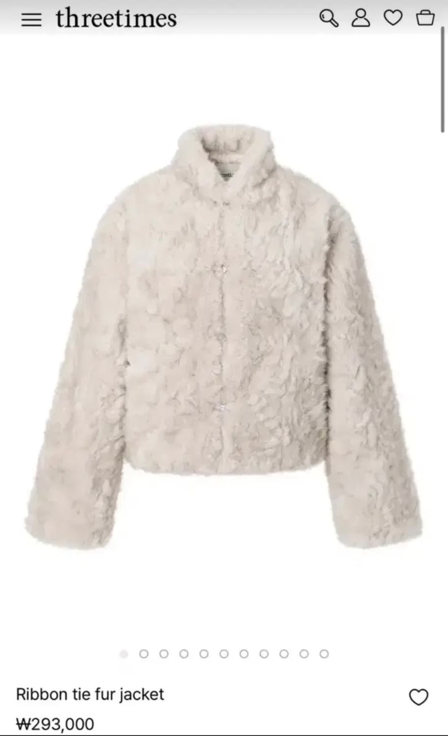threetimes 리본 퍼 자켓 (크림)-현재 품절 상품 상품이미지1