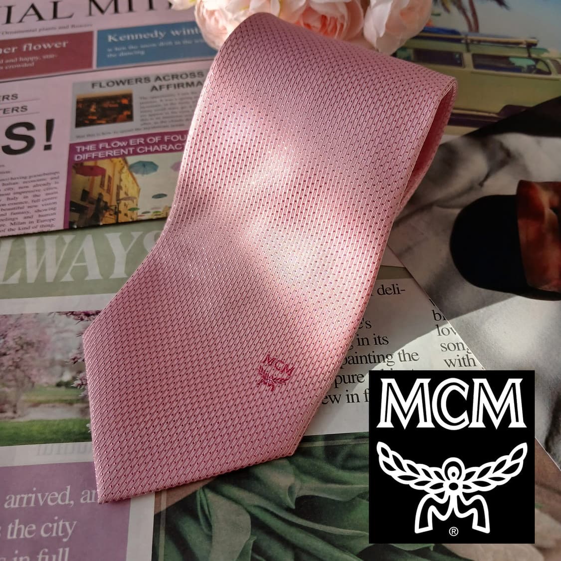 엠씨엠 실크 핑크 텍스처 패턴 넥타이 9cm A+등급 A19653
 상품이미지1