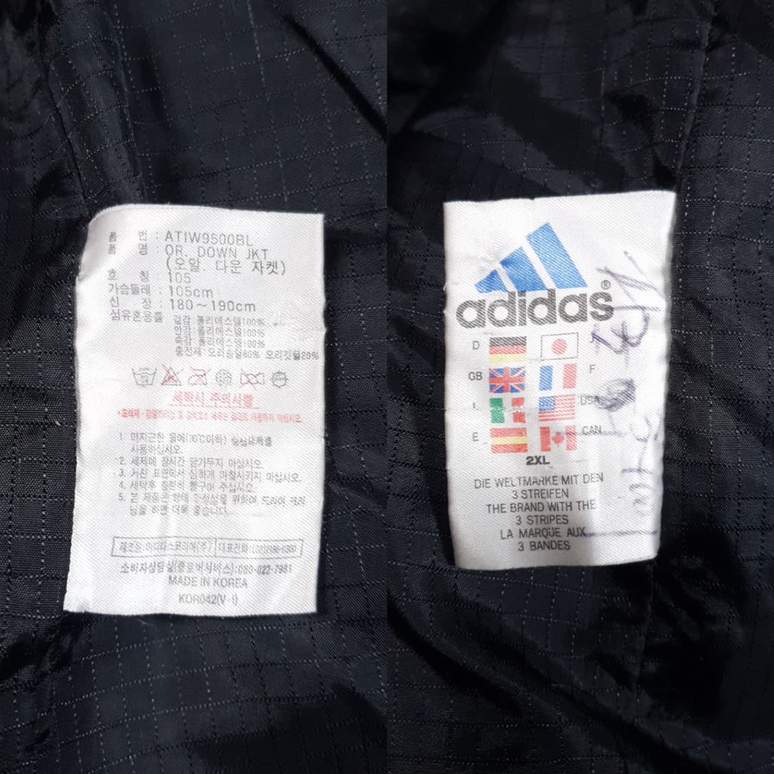 실측 2XL) 아디다스 올드스쿨 트레포일 블랙 올드스쿨 덕다운 패딩 점퍼 상품이미지8