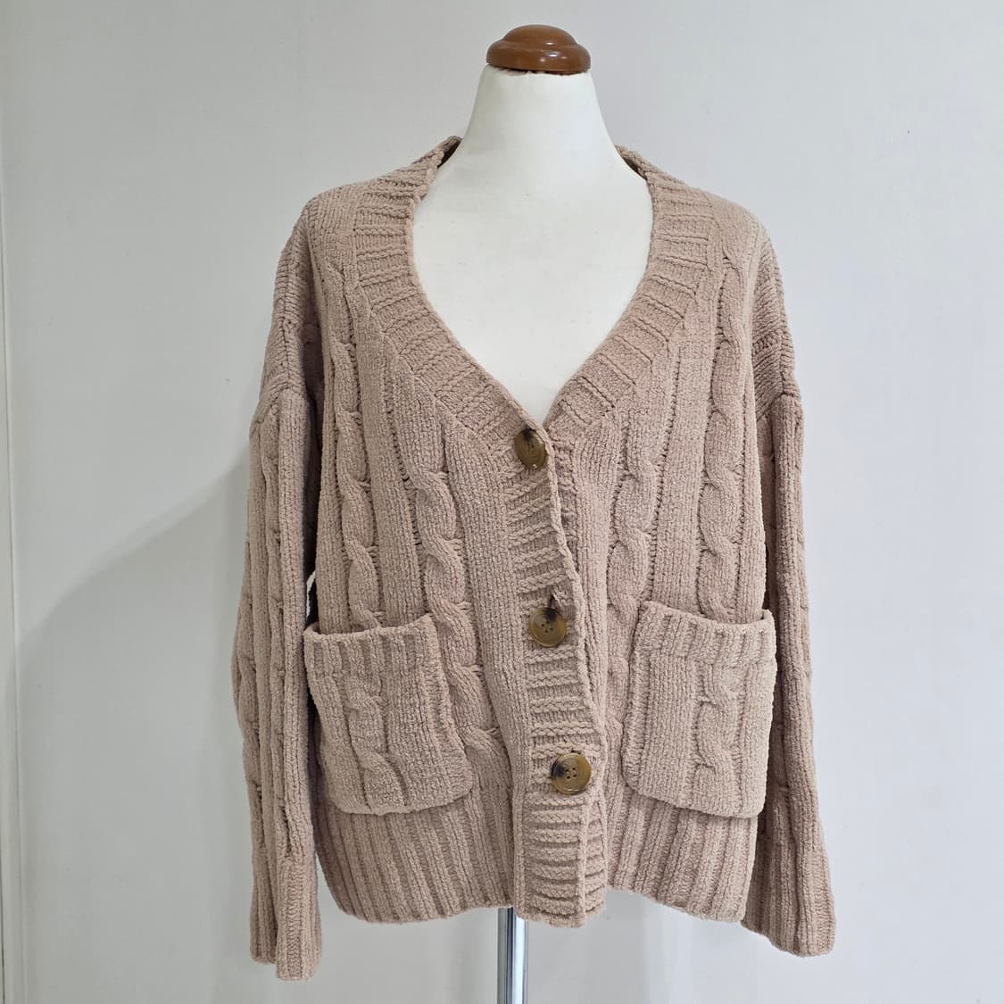 하구미모리걸 오트밀 꽈베기 니트가디건 상품이미지2