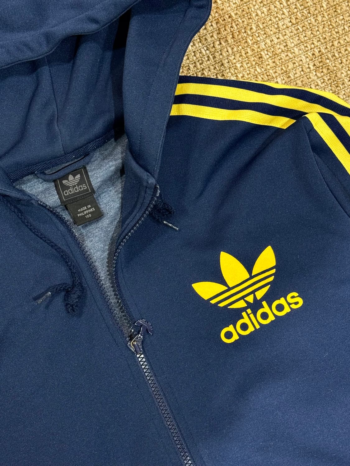 아디다스 네이비 옐로우 후드집업 상품이미지2