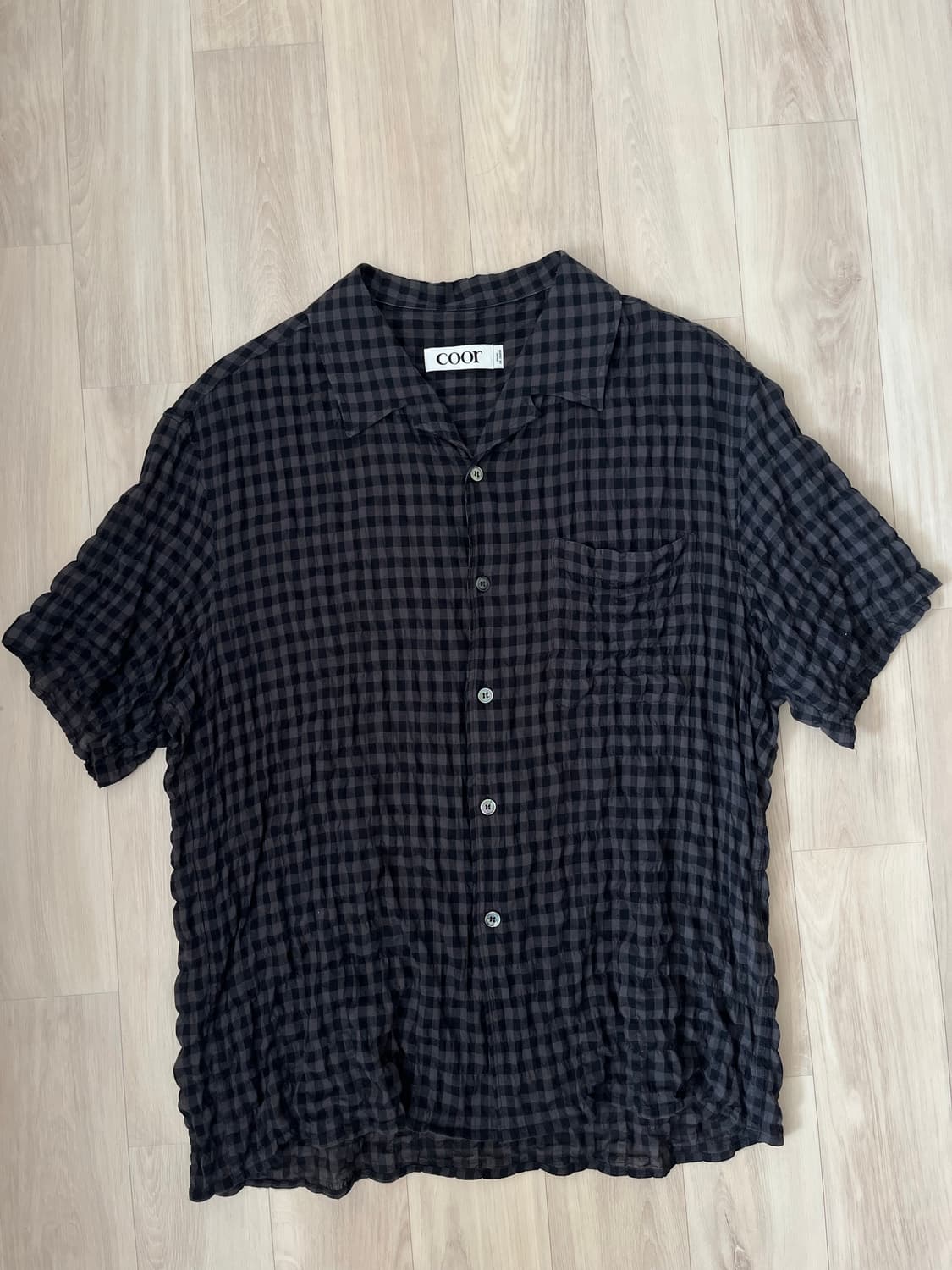 쿠어 깅엄 오픈 카라 셔츠 상품이미지2